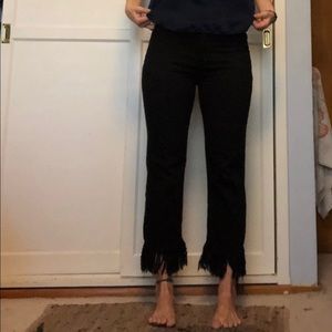 Cropped fringed pants